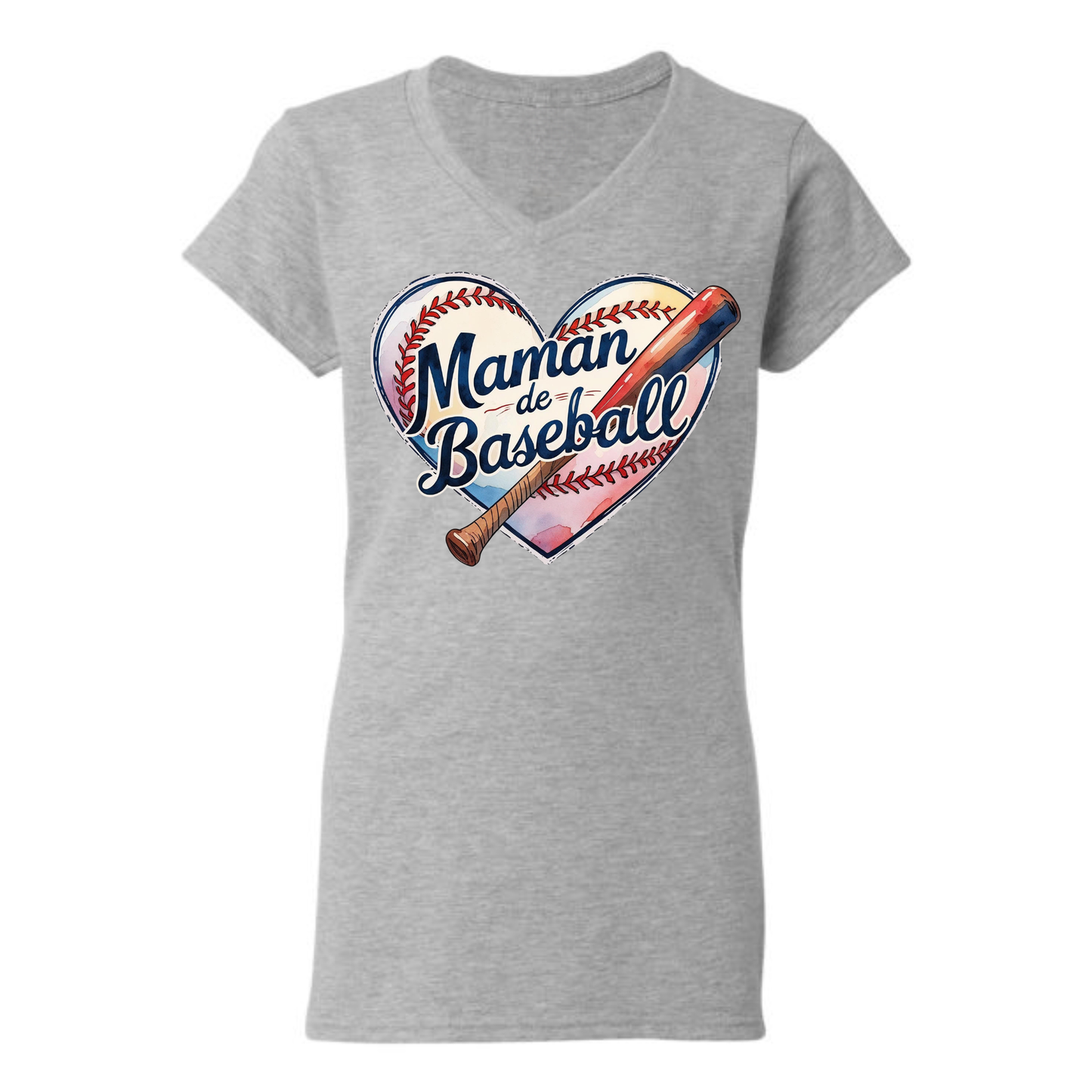 Maman de baseball en coeur - T-shirt plusieurs options