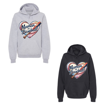 Maman de baseball en coeur - Hoodie - plusieurs options
