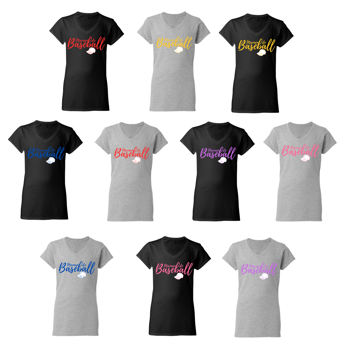 Maman de baseball avec casquette - T-shirt - plusieurs options