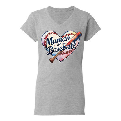 Maman de baseball en coeur - T-shirt plusieurs options